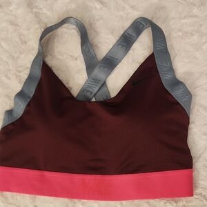 Nike Women's Maroon and Pink Sports Bra